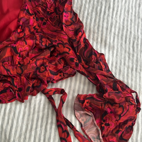 For Love And Lemons Davina Tie Front Blouse - Picture 6 of 7